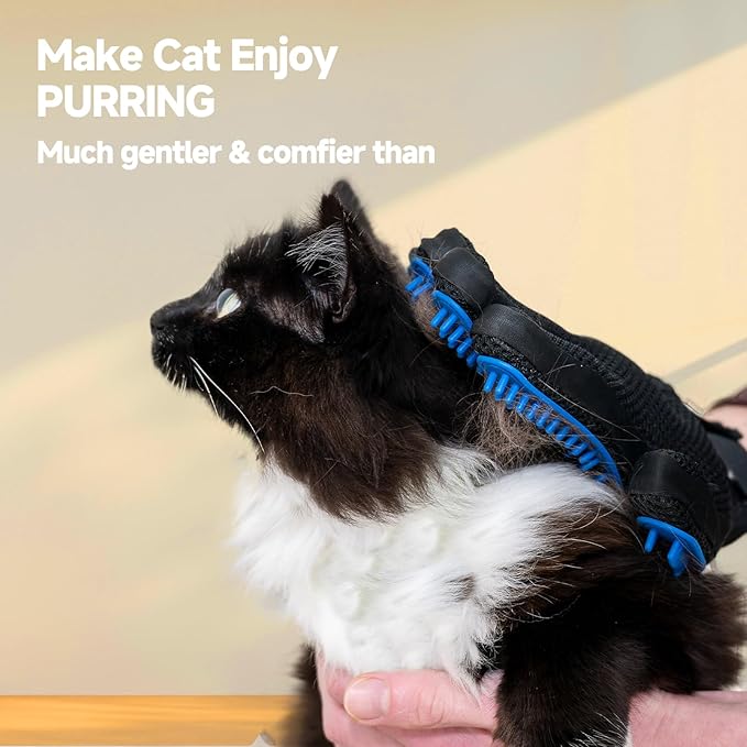 NVNAN Pet Hair Remover & Pet Grooming Gloves Set - Deshedding Brush for Cats/Dogs, Reusable Lint Roller Brush for Cats,Dogs - Furniture, Car, Couch, Clothes and Bedding