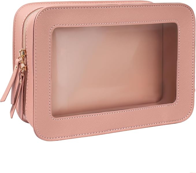 LETGO Clear Makeup Bag, Travel Cosmetic Case Toiletry Bag Make up Organizer Skincare Pouch for Women, Car Essentials Bag