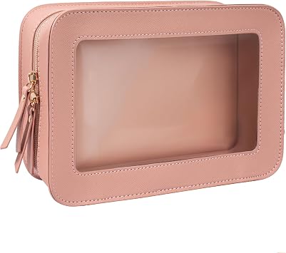 LETGO Clear Makeup Bag, Travel Cosmetic Case Toiletry Bag Make up Organizer Skincare Pouch for Women, Car Essentials Bag