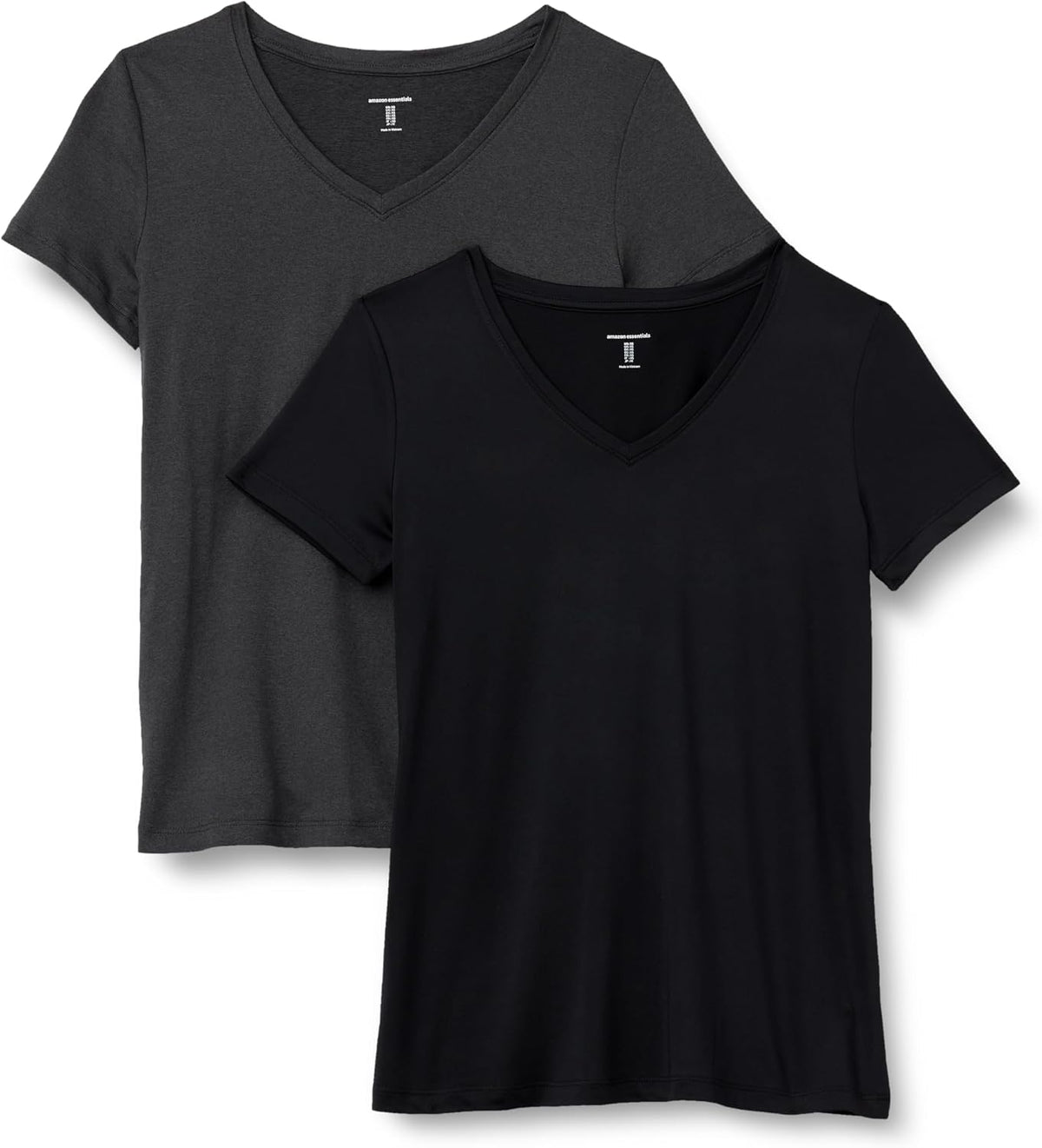Women's Active Quick Dry Tech Stretch Short-Sleeve T-Shirt, V-Neck or Crewneck, Moisture-Wicking, Pack of 2