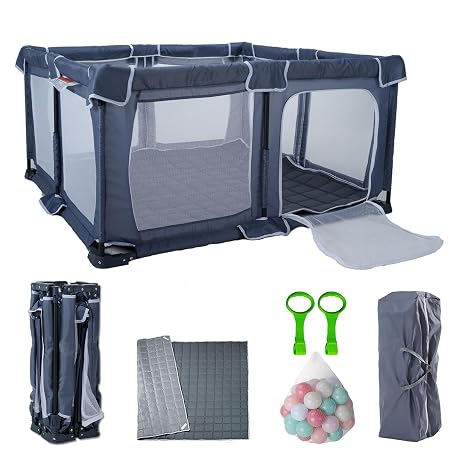 Foldable Baby Playpen 50"X50",Play pen for Babies and Toddlers, Portable Playpen, Kids Collapsible Indoor and Outdoor Fe