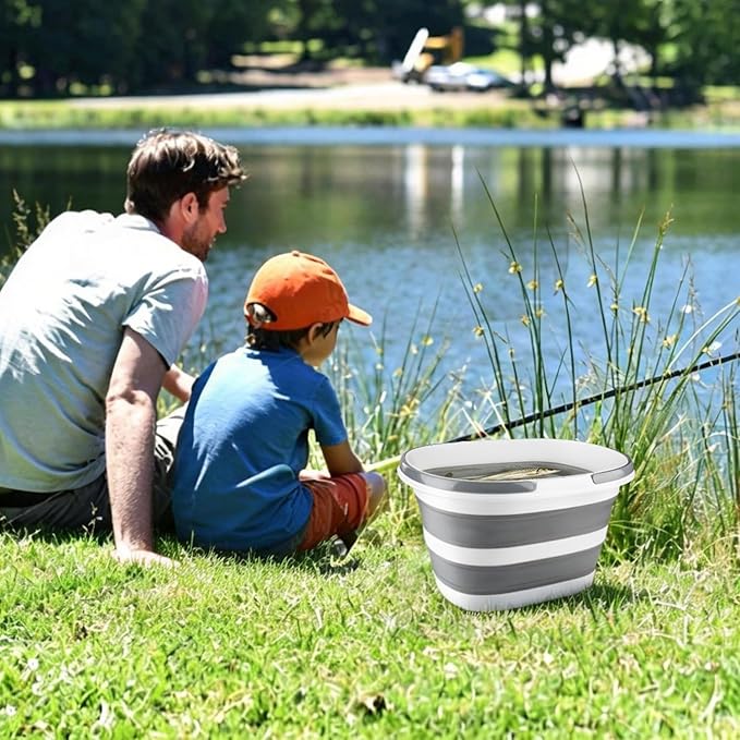 10L Collapsible Bucket with Handle, Foldable Ice Bucket Car Wash Buckets for Cleaning, Portable Wash Basin for Fishing Gardening Window Washing Mopping Household Use Cleaning Supplies