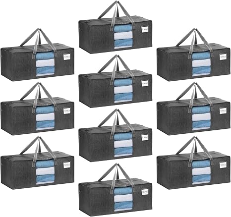 VENO Heavy Duty Moving Bags, Storage Bags, Clear Window, Gray, 10 Pack