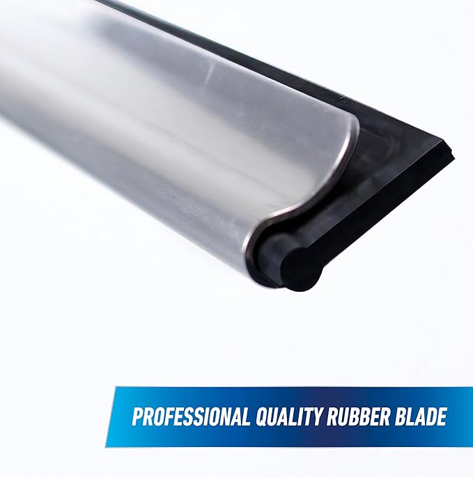 Unger Professional Connect and Clean 18” Grip Swivel Window, Glass Squeegee, and 8’ Pole, 180-Degree Pivoting Handle with Lock, Cleaning Supplies for Streak-Free Results