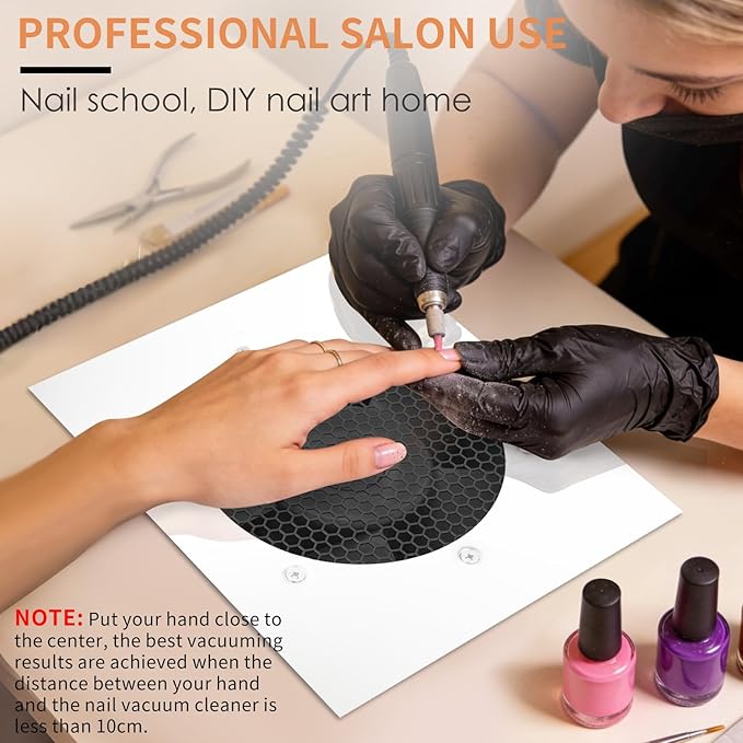 Powerful Nail Dust Collector Built in Table Desk Nail Vacuum Cleaner Professional Table Embedded Dust Extractor Vacuum Built in Desktop Nail Dust Collector Quiet Nail Fan Acrylic Nail Tools