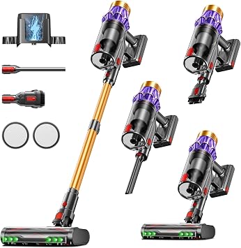 Cordless Vacuum Cleaner, 650W/60KPA/70 Mins Vacuum Cleaners for Home with Self-Standing, Anti-Tangle Vacuum Cordless, Sm