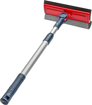 DSV Standard Professional Window Squeegee | 2-in-1 Window Cleaner Sponge and Soft Rubber Strip With Telescopic Extension