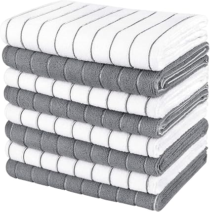 AIDEA Microfiber Kitchen Towels-8PK, Super Soft and Absorbent Dish Towels, Multi-Purpose Microfiber Kitchen Towels for H