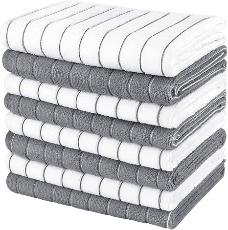 AIDEA Microfiber Kitchen Towels-8PK, Super Soft and Absorbent Dish Towels, Multi-Purpose Microfiber Kitchen Towels for H