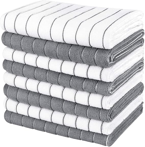 AIDEA Microfiber Kitchen Towels-8PK, Super Soft and Absorbent Dish Towels, Multi-Purpose Microfiber Kitchen Towels for H