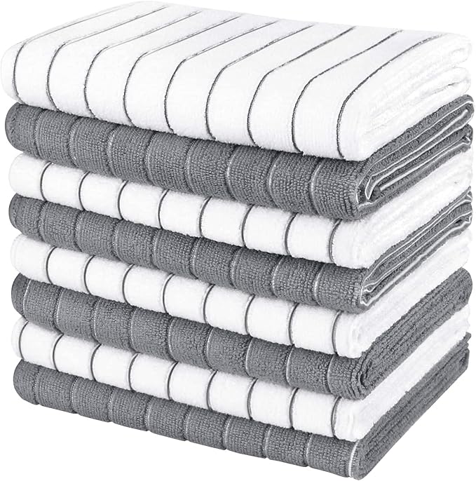 AIDEA Microfiber Kitchen Towels-8PK, Super Soft and Absorbent Dish Towels, Multi-Purpose Microfiber Kitchen Towels for H