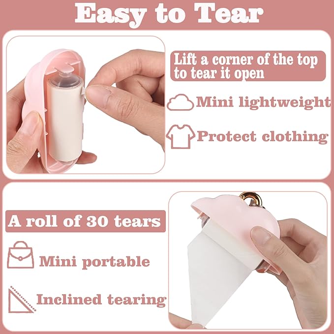 300 Sheets Mini Lint Roller Travel Size Refills, Reusable Pet Hair Remover Refills, 10 Roller Refillable Portable Lint Roller for Clothes