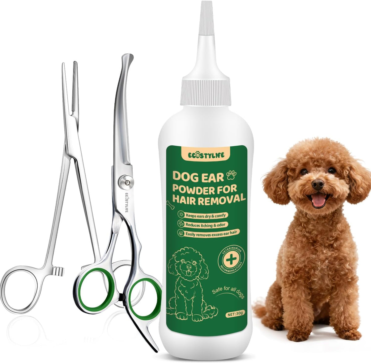 Dog Ear Hair Removal Tool with Ear Powder Kit
