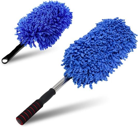 2PCS Microfiber Car Dusters, Scratch Free Auto Cleaning Brush with Extendable Handle Duster