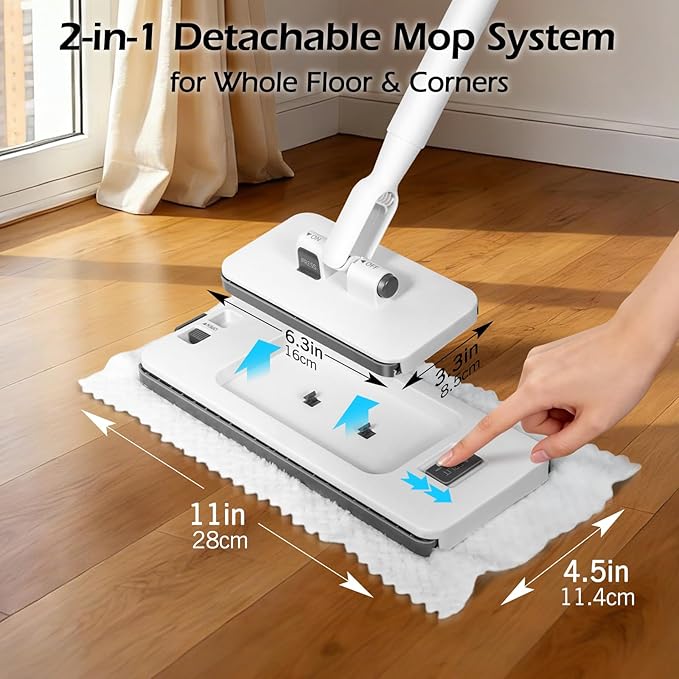 MASTERTOP Disposable Dust Mop with Mini Sweeper Mop,2-in-1 Disposable Mop with 47" Long Handle,Microfiber Mops for Floor Cleaning,No-Touch, Multi Surface Floor Cleaning