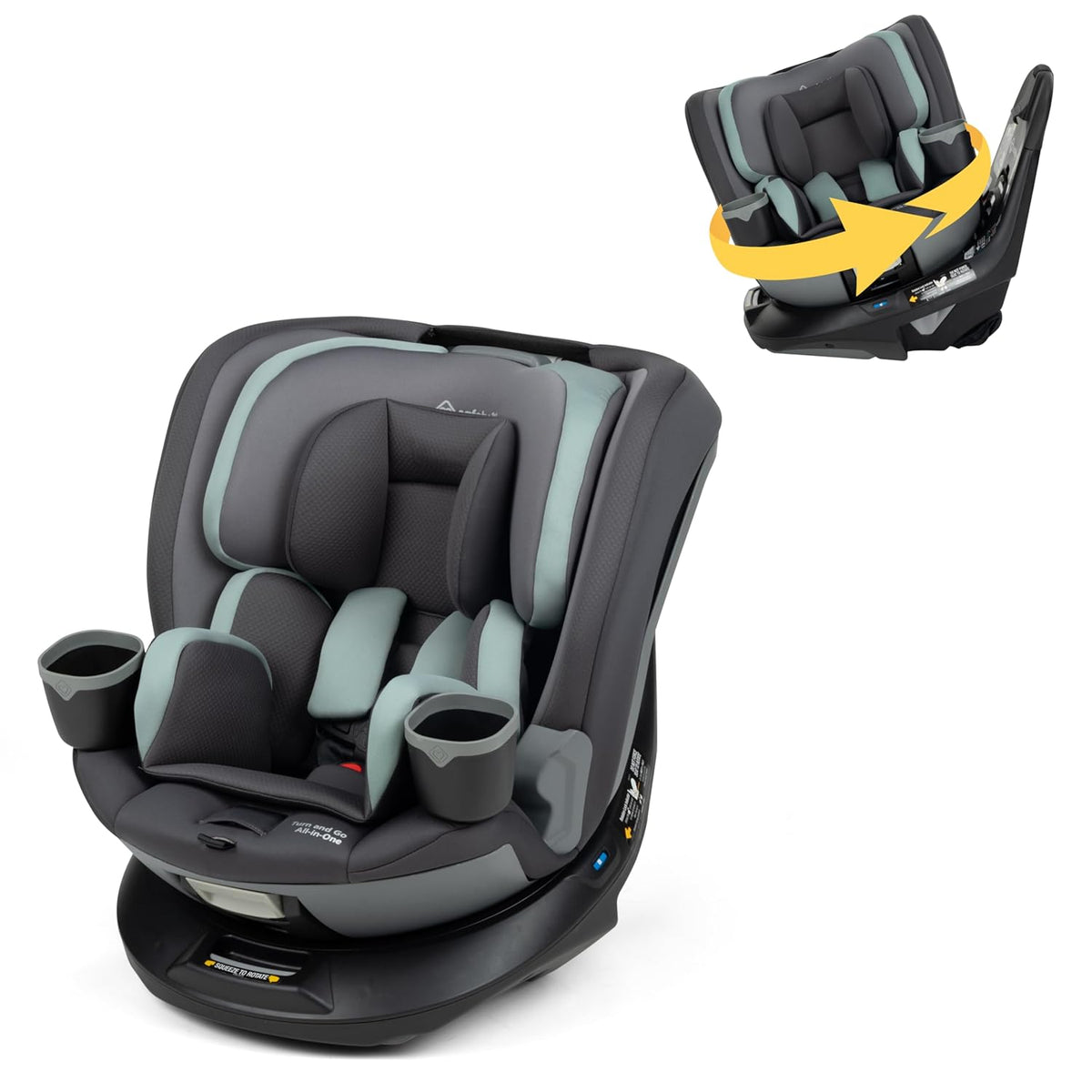 Turn and Go 360 ST 360 Rotating Car Seat, SafetySwivel, SecureTech Installation, All-in-One Convertible Car Seat, 3-in-1 Rear-Facing, Forward-Facing, Booster, 5-100 lbs, Seafoam Mist