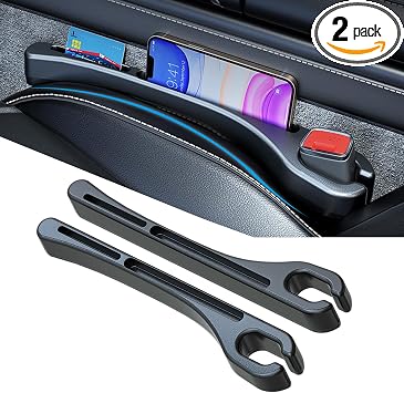 LEIWOOR 2 Pcs Car Seat Gap Filler，PU Leather Fill The Gap Between Seat and Center Console，Universal Fit Organizer for Ca