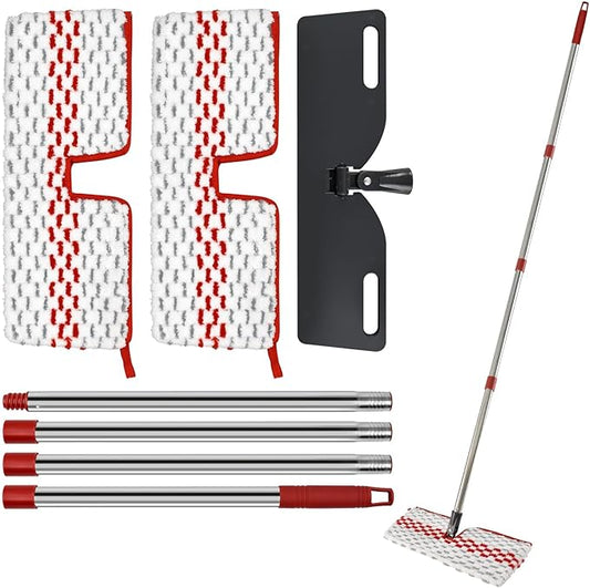 Microfiber Flat Mop Set for Floor Cleaning Ocedar ProMist MAX Dust Mop for Hardwood Floor, Dual-Action Flip Mops Wet & Dry Clean, Adjustable 58" Stainless Steel Mop Handle & 2 Reusable Refills & Base