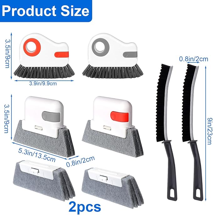 XANGNIER Window Sill Cleaner Tool,8 Pcs Magic Door Window Track Cleaning Tools Kit,Sliding Door Track Cleaner,Groove Crevice Cleaning Brush for Tile Lines/Shutter/Car Vents/Air Conditioner/Keyboard
