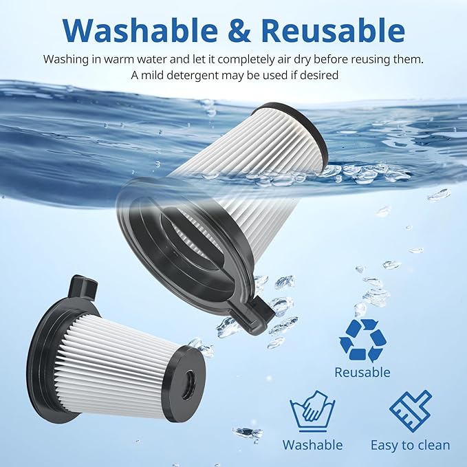 4 Pack Replacement Filters Compatiable with Wyze Cordless Vacuum Cleaner, Removable and Washable HEPA Filter Accessories Part Set with 1 Cleaning Brush for Wyze Handheld Cordless Vacuum Cleaner
