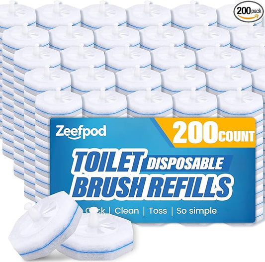 200 Count Disposable Toilet Brush,Toilet Cleaner Wand Refills Compatible with Most Toilet Brushes- No Falling Apart, Fresh Fragrance，4X Cleaning Power，Bathroom Cleaning.