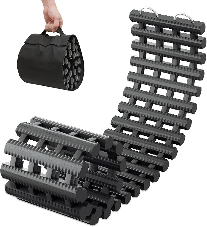 Magshion 47" Tire Traction Mat, Heavy-Duty Recovery Board for Snow, Ice, Mud & Sand, Off-Road Vehicle Traction Tracks wi