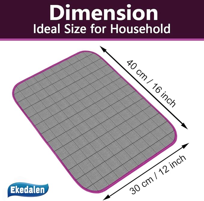 Microfiber Cleaning Cloth Lint Free Glass Cleaner Window Polishing Streak Free Miracle Easy Clean Rag Reusable for Mirror Kitchen Dish Auto Detailing, Pack of 6, 16"x12", Grey-Purple