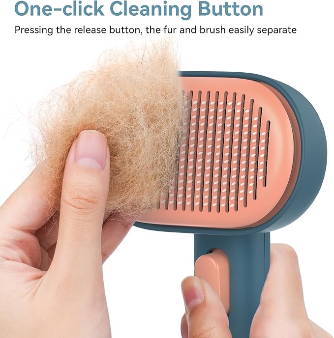 Aumuca Skin Friendly Self-Cleaning Slicker Brush for Dogs & Cats, Gentle Pet Grooming Tool for Shedding & Deshedding, Efficient Hair Remover for Long & Short Haired Pets