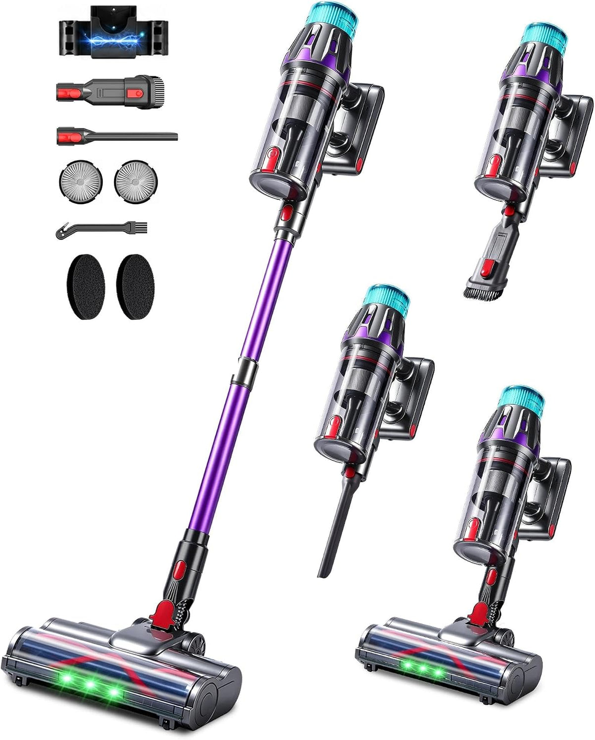 Cordless Vacuum Cleaner,580W 55KPA 70Min Powerful Vacuum Cleaners for Home,Self-Standing Stick Vacuum Cordless Rechargeable/Anti-Tangle/LED Screen/1.8L Cup for Home Pet Hair/Carpet/Hardwood Floor
