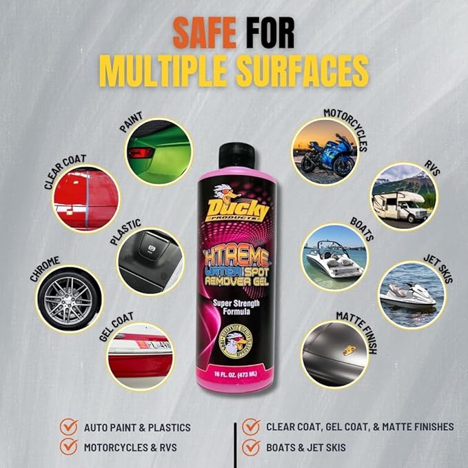 DUCKY PRODUCTS Xtreme Water Spot Remover Gel - Instantly Removes Hard Water Spots and Stains - Works on Cars, Trucks, Boats, RVs, Motorcycles, and More - 16 fl oz. - D1035 Pink