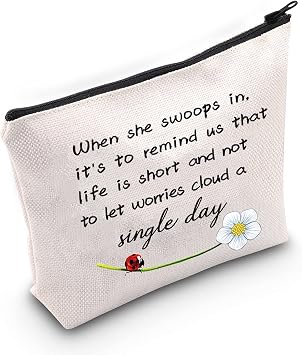 JXGZSO Good Luck Ladybug Makeup Bag With Zipper Gifts For Women When She Swoops In It's To Remind Us Not To Let Worries 