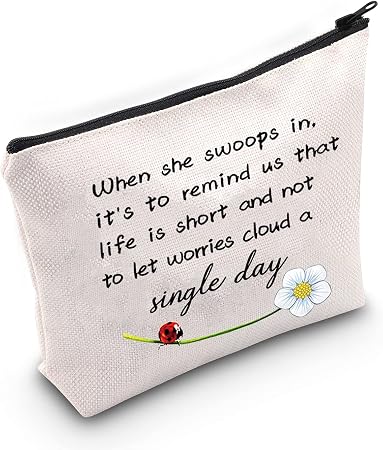 JXGZSO Good Luck Ladybug Makeup Bag With Zipper Gifts For Women When She Swoops In It's To Remind Us Not To Let Worries 