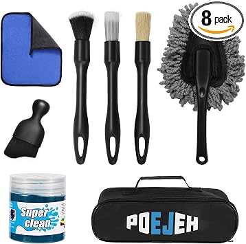 8PCS Car Detailing Kit Boar Brush 160g Reusable Gel Auto & Home Use