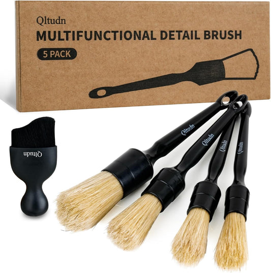 5PCS Car Detailing Brush,Boars Hair Detailing Brush Set