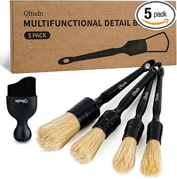 5PCS Car Detailing Brush,Boars Hair Detailing Brush Set