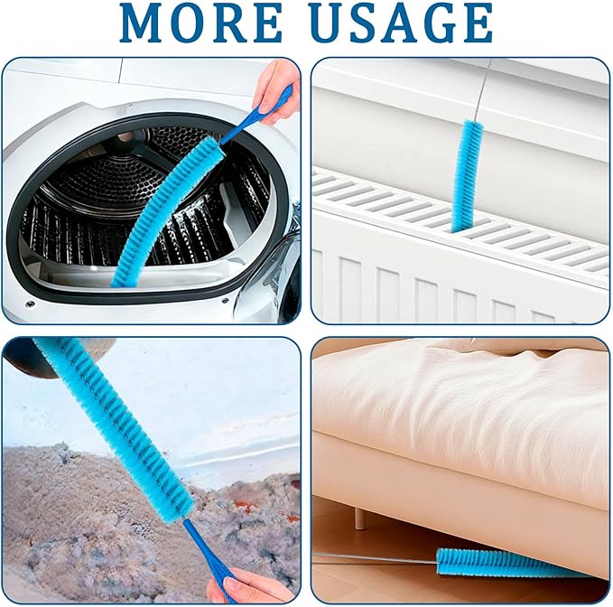 Dryer Vent Cleaner Kit – Flexible Brush & Universal Vacuum Attachment for Lint Removal, Dryer Duct and Vent Cleaning Tool for Dryer, Washer, Car Vents & Air Ducts