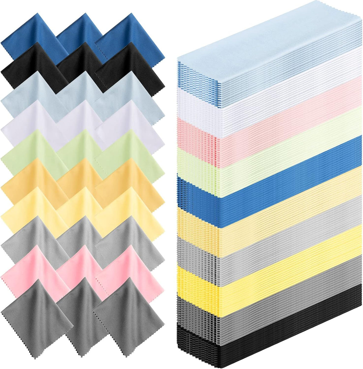 200 Pcs Microfiber Glasses Cleaning Cloth,Multi Color