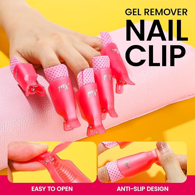 FANDAMEI Gel Nail Polish Remover Tools Kit with Nail Soak Off Clips, Lint Free Nail Wipes, Polish Remover Bottle, Cuticle Nippers, Pusher, Peeler. Cuticle Oil. Nail Files and Buffers, Nail Removal Kit