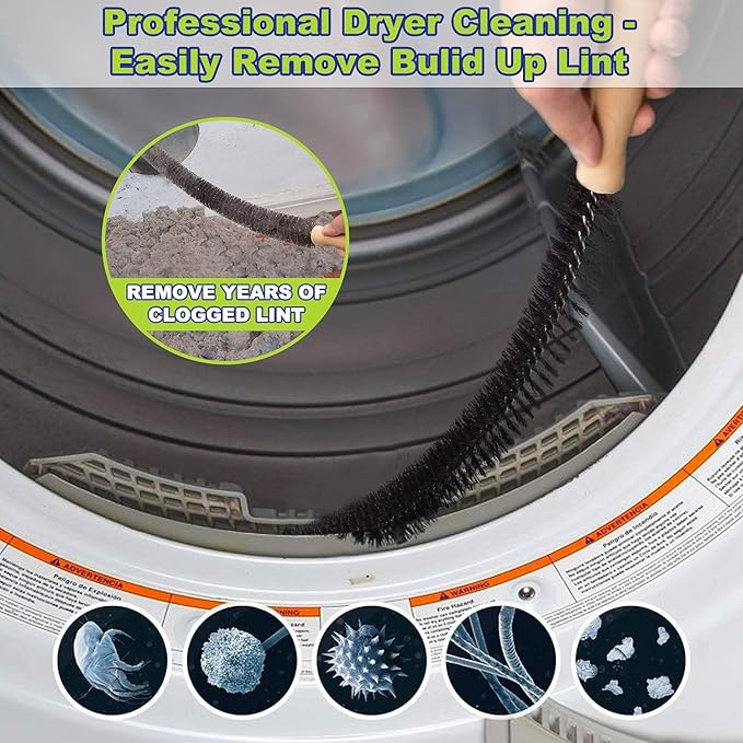 Sealegend 15-Piece Dryer Vent Cleaner Kit Omnidirectional Dryer Cleaning Kit Include 30 Feet Dryer Vent Brush, Black Dryer Lint Vacuum Attachment&Dryer Lint Trap Brush, Vacuum & Dryer Adapters