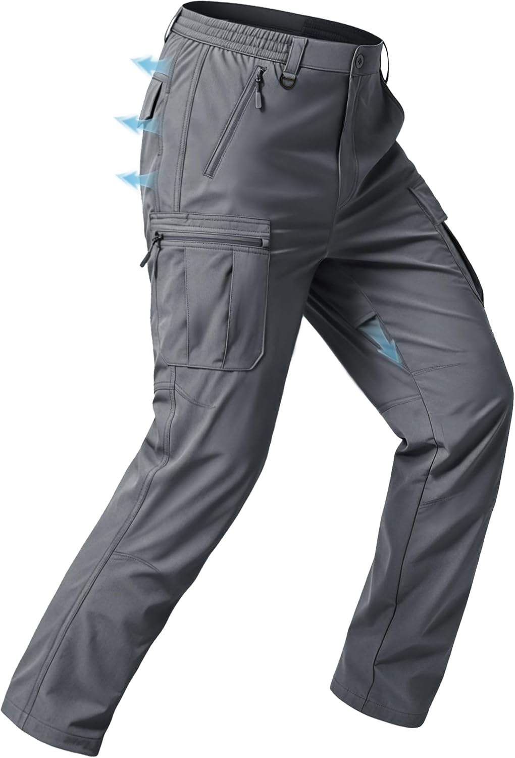 Mens Hiking Pants Lightweight Stretch Cargo Pants Nylon Quick Dry Breathable Waterproof for Casual Travel 6 Pockets