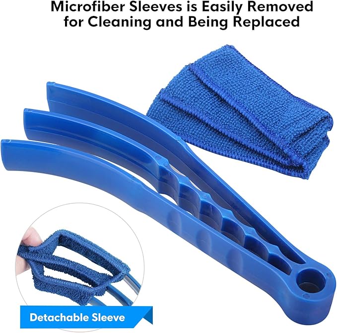 Window Blind Cleaner Duster Brush Kit 2 Pack Brush with 6 Microfiber Sleeves - Blind Cleaner Tools for Window Blinds Air Conditioner Jalousie Dust