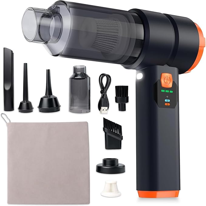 Cordless Handheld Car Vacuum, 13000Pa Powerful Suction Brushless Motor, 2H Type-C Fast Charge, 40-Min Battery, HEPA Filter, 1.2lbs Lightweight, Portable for Car Home Pet Hair Cleaning