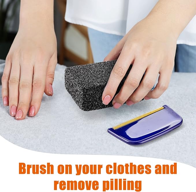 4 Pcs Sweater Pill Remover Fuzz Defuzzer Remover Stone Lint Remover Tools for Sweater Pilling Removal Fuzz Lint Remover, Black, 3.9 x 2.8 x 1.6 Inch