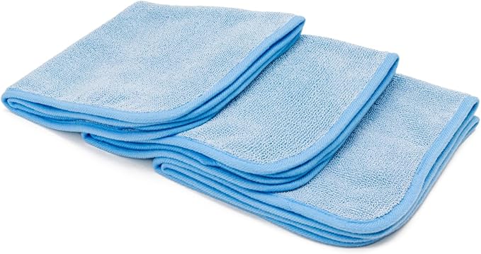 Autofiber Korean Twist Microfiber Detailing & Glass Towels - Pack of 3, Blue (16 inch x 16 inch 600 GSM)