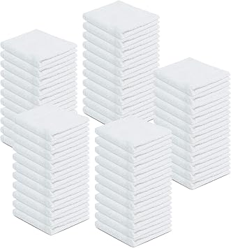 100% Cotton Terry Towels Cleaning Cloths Pack of 250 (12x12 Inches) White Cotton Terry Cloth Bar Rags White Bar Towels, 