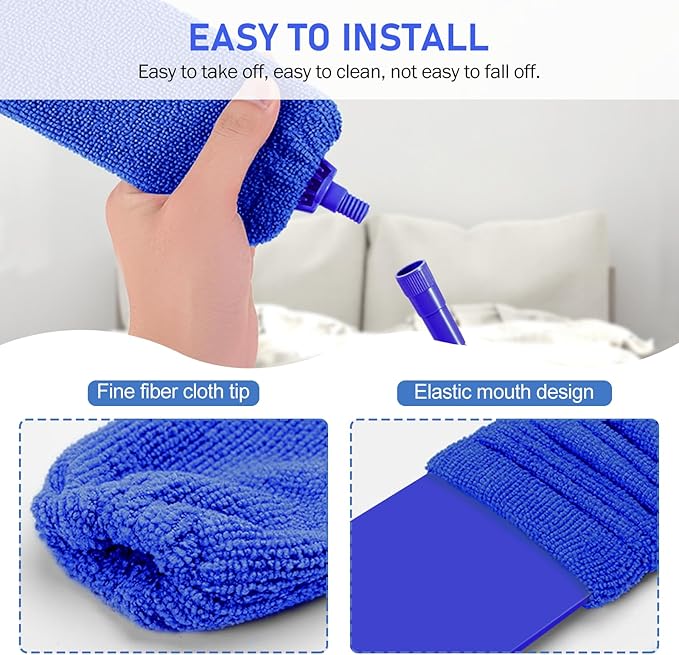 SetSail Dusters for Cleaning 100-inch Extra-Long Gap Duster with Extension Pole Bendable Microfiber Head Washable Ceiling Fan Cleaner Duster Kit for High Ceilings, Blue