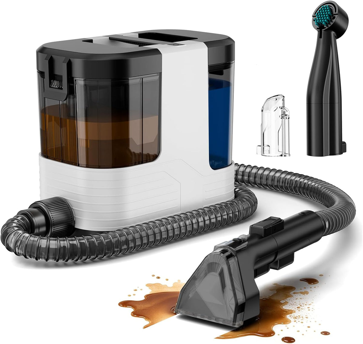 Portable Carpet Cleaner & Upholstery Cleaner Machine, 21Kpa Handheld Spot Cleaner Machine Deep Cleaning for Pet Stains, Couch, Car, Rug, Furniture Shampooer with Self-Cleaning Tools, White