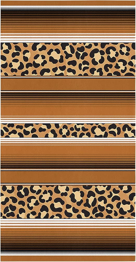 Kitchen Towels, Brown Cow Print on Red Stripes Towels, Dish Towels Kitchen Accessories, Microfiber Cleaning Cloth Kitche