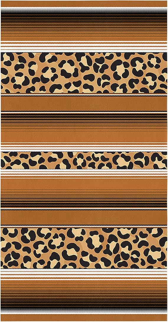 Kitchen Towels, Brown Cow Print on Red Stripes Towels, Dish Towels Kitchen Accessories, Microfiber Cleaning Cloth Kitche