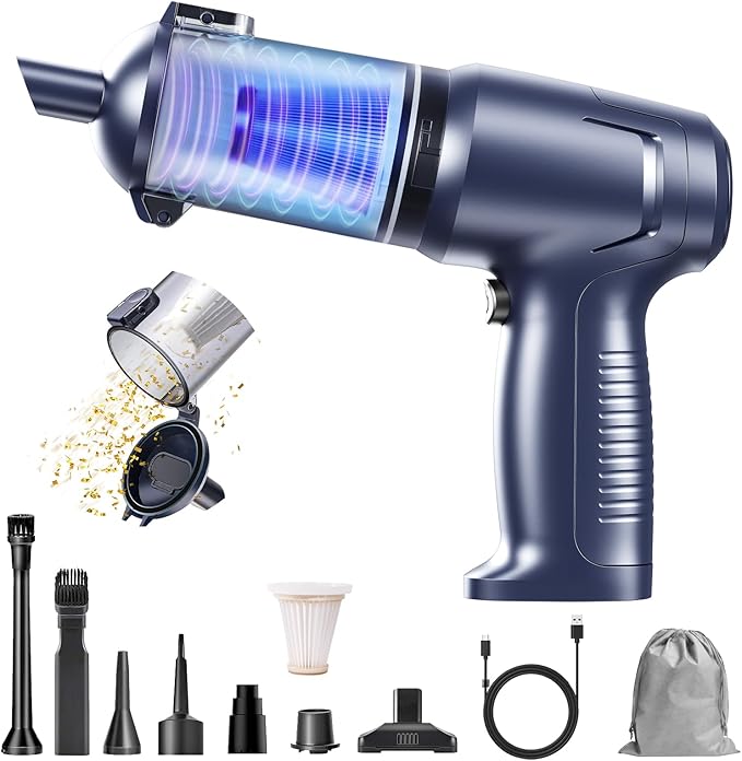 HAUSMEISTER Airflex Pro Car Vacuum Portable Cordless, 20000PA Handheld Vacuum Cleaner,Mini Vacuum Cleaner w/Type-C Fast Charge for Car, Home & Outdoor(Navy Blue)